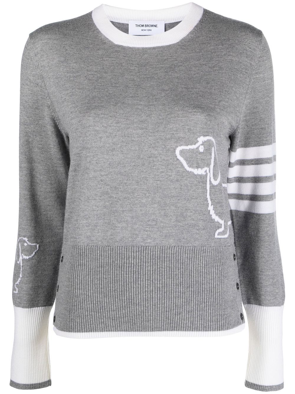 Shop Thom Browne Hector Icon Knitted Jumper In Grey