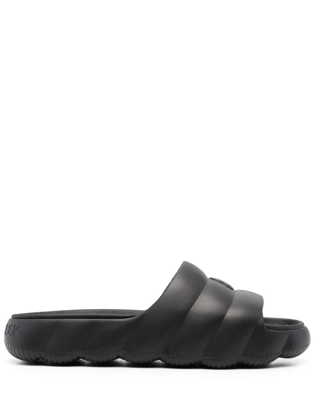 Shop Moncler Lilo Faux-quilted Slides In Black