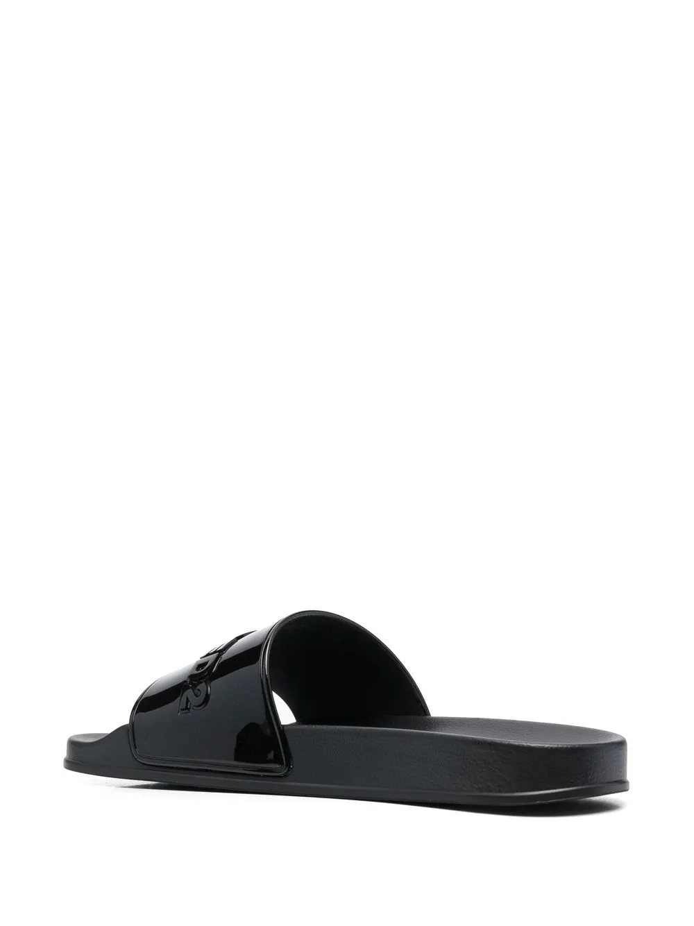 Shop Dsquared2 Embossed-logo Open-toe Slides In 黑色