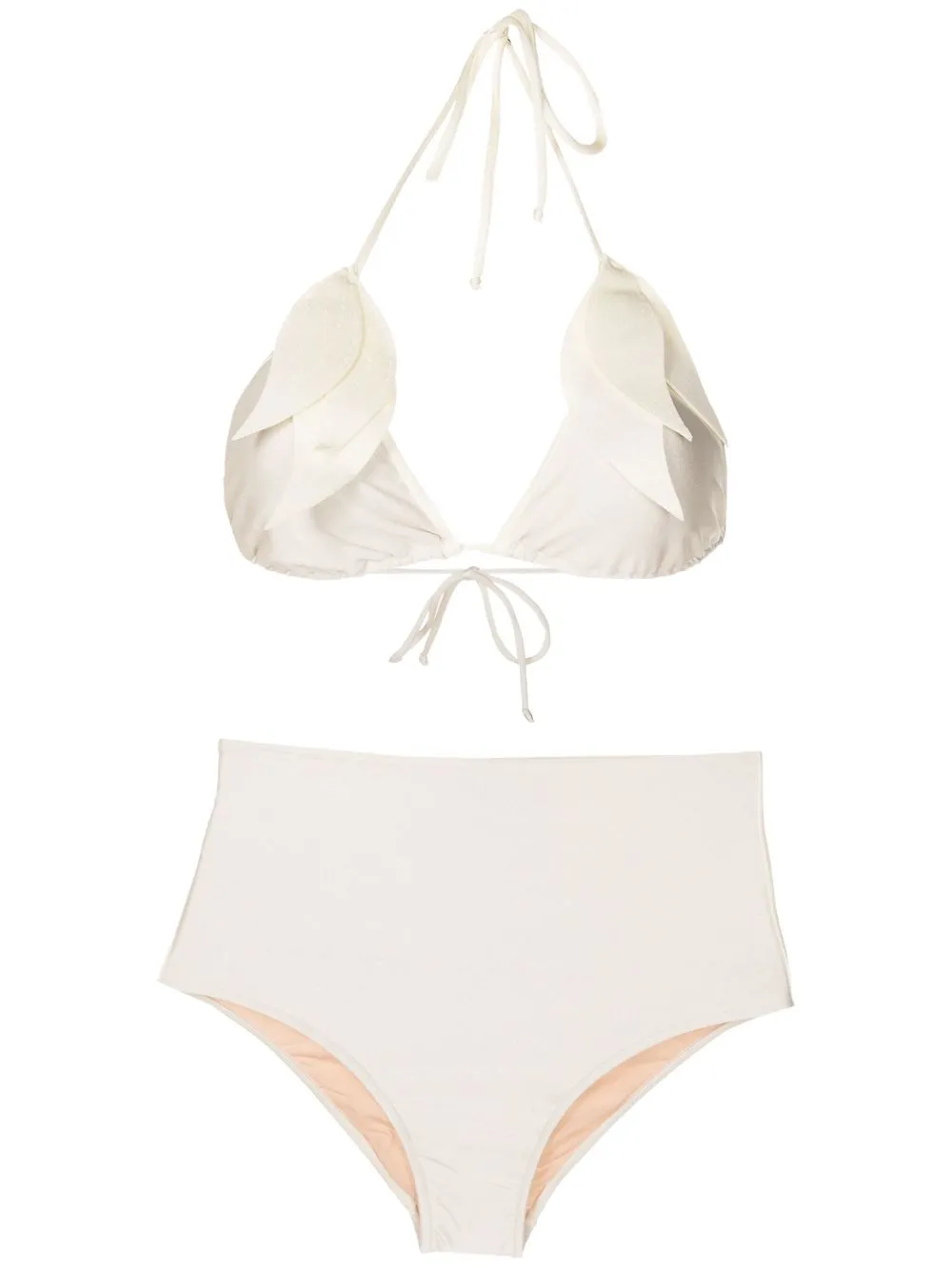 leaf-appliqué bikini set