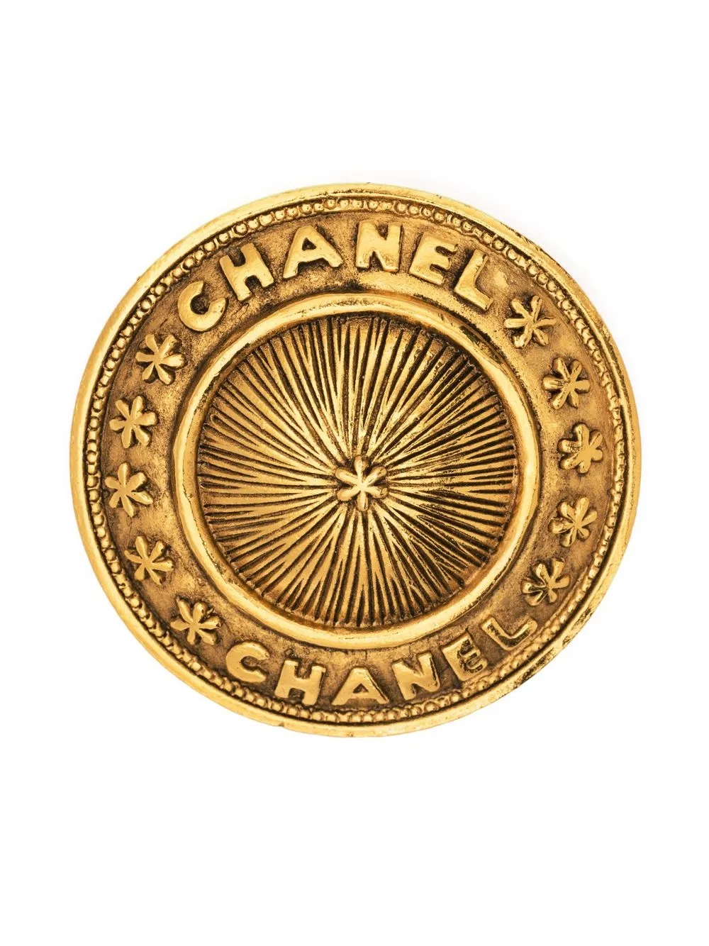 Pre-owned Chanel Logo-lettering Star Motif Brooch In Gold