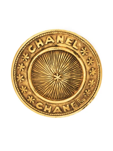 CHANEL Pre-Owned logo-lettering star motif brooch