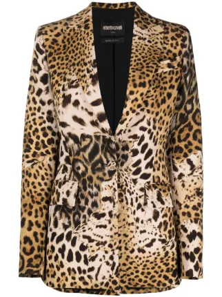 CAVALLI Asymmetrical Animal Print Flowy Top
