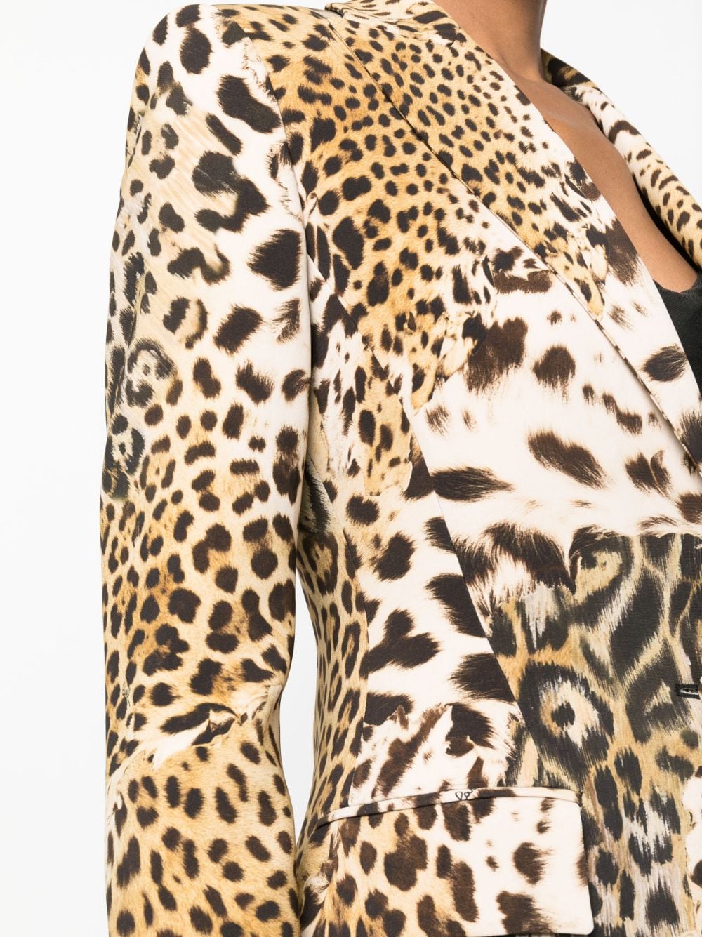 Shop Roberto Cavalli Animal-print Single-breasted Blazer In Brown