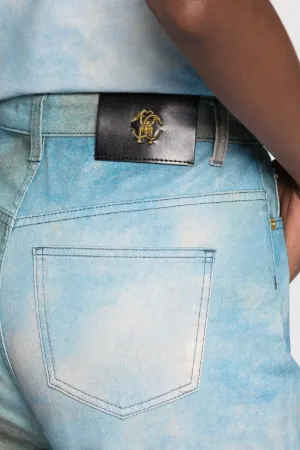 landscape print boyfriend fit jeans