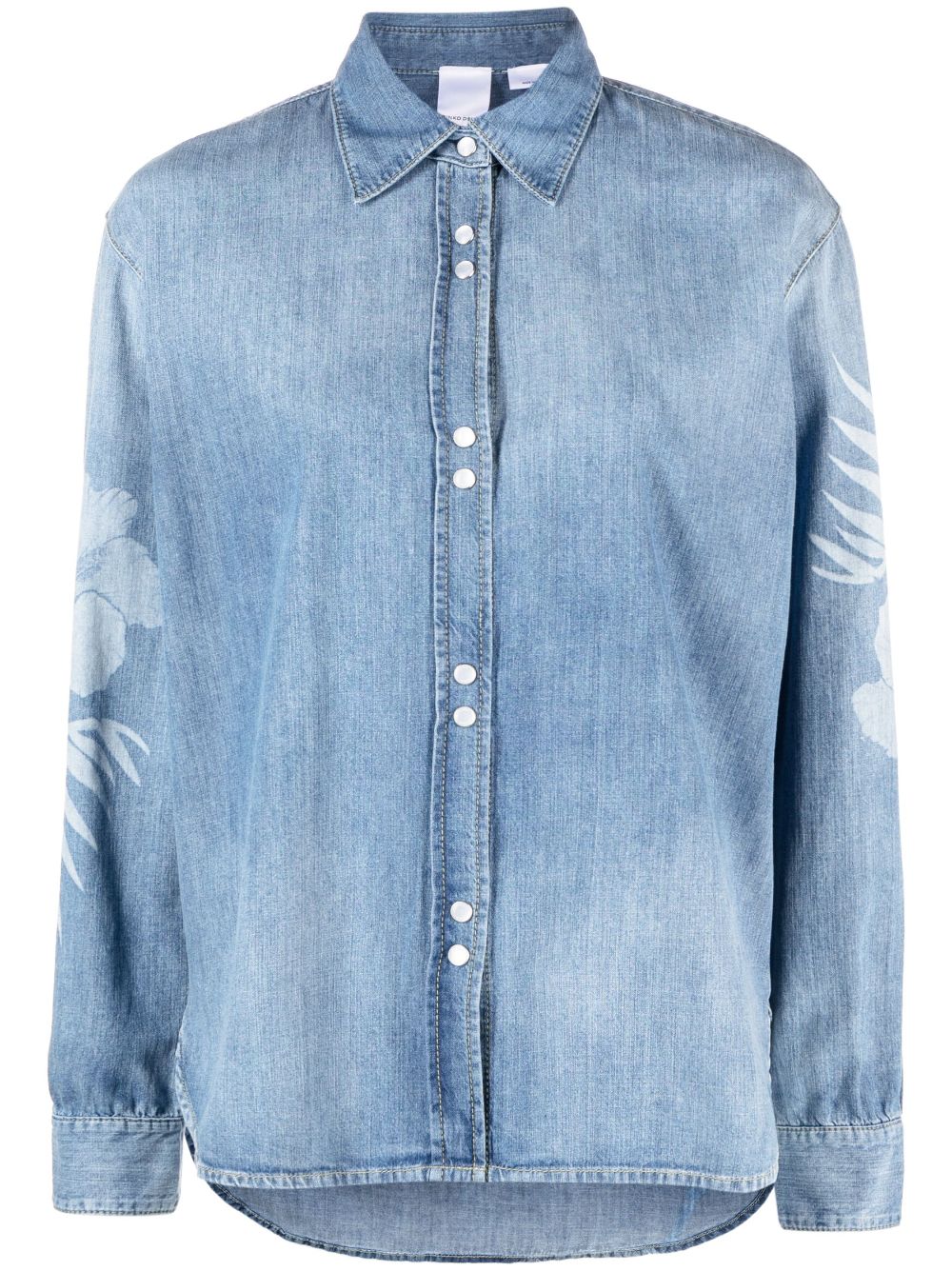 pinko chemise en jean gufare à fleurs - bleu