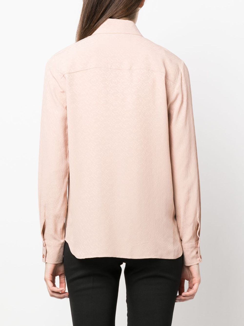 Shop Pinko Jacquard-logo Long-sleeve Shirt In Pink