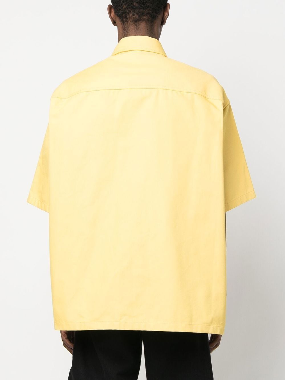 Shop Raf Simons Logo-patch Denim Short-sleeved Shirt In Yellow
