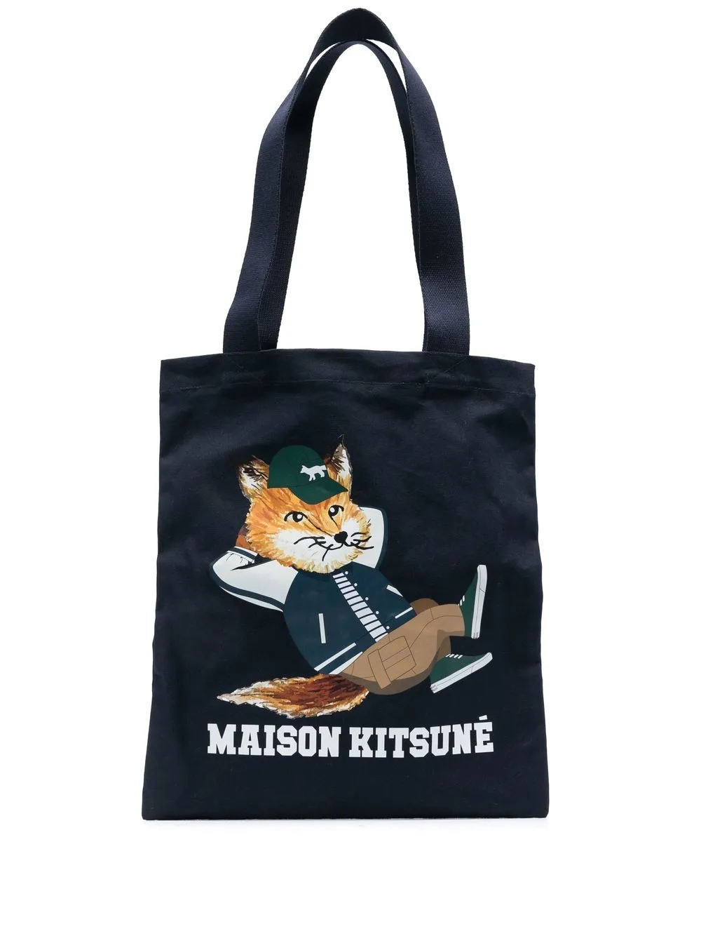 

Maison Kitsuné logo-printed tote bag - Blue