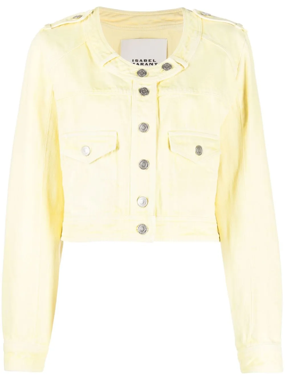 Isabel Marant Valene Cropped Denim Jacket In Yellow