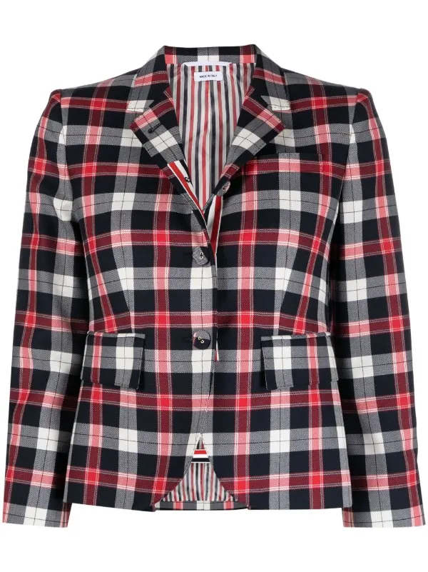 Thom Browne チェック テーラードジャケット Thom Browne チェック シングルジャケット | レッド | FARFETCH JP