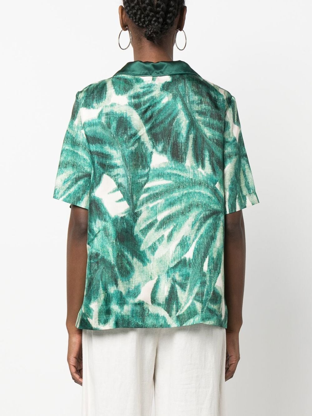 Shop F.r.s For Restless Sleepers Palmtree-print Silk Shirt In Grün