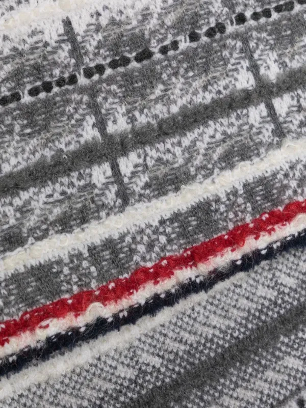 Thom Browne tartan-check Wool Scarf | Grey | FARFETCH AU
