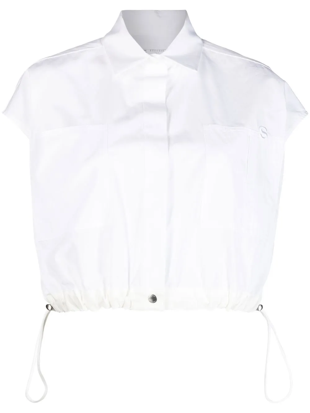 

sacai cropped drawstring shirt - White