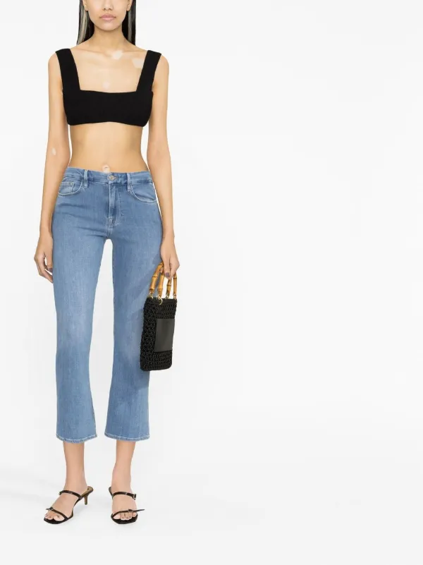Patou square-neck Tweed Crop Top | Black | FARFETCH IL