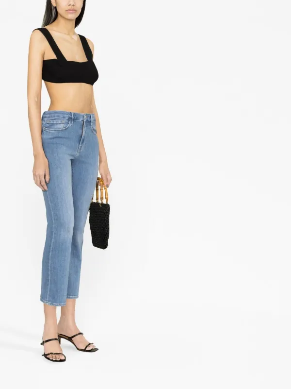 Patou square-neck Tweed Crop Top | Black | FARFETCH IL