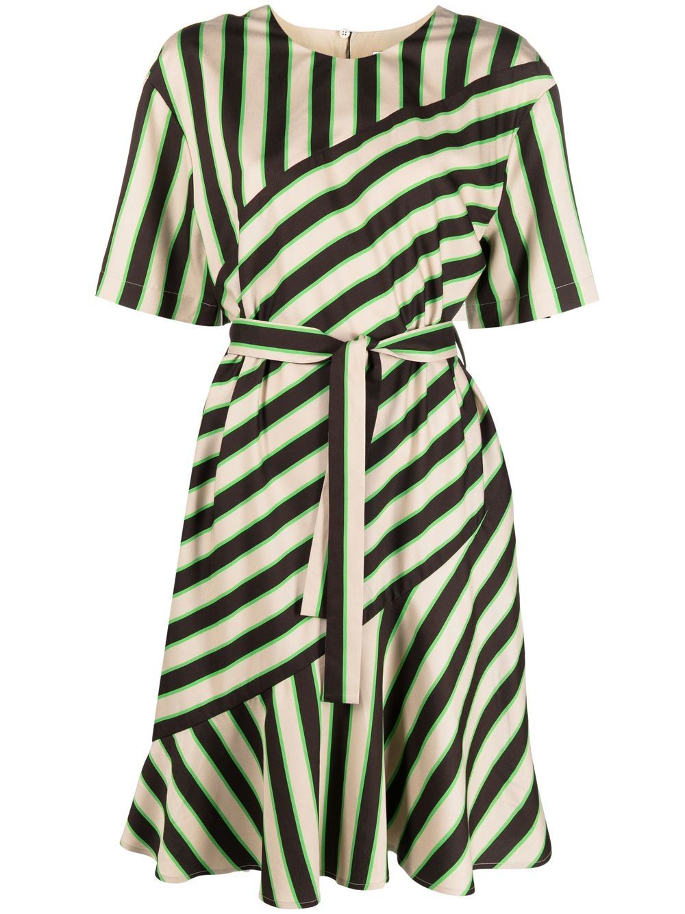 stripe-pattern midi dress