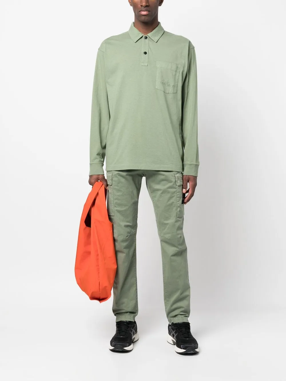 Stone Island T-shirt met geborduurd logo - Groen