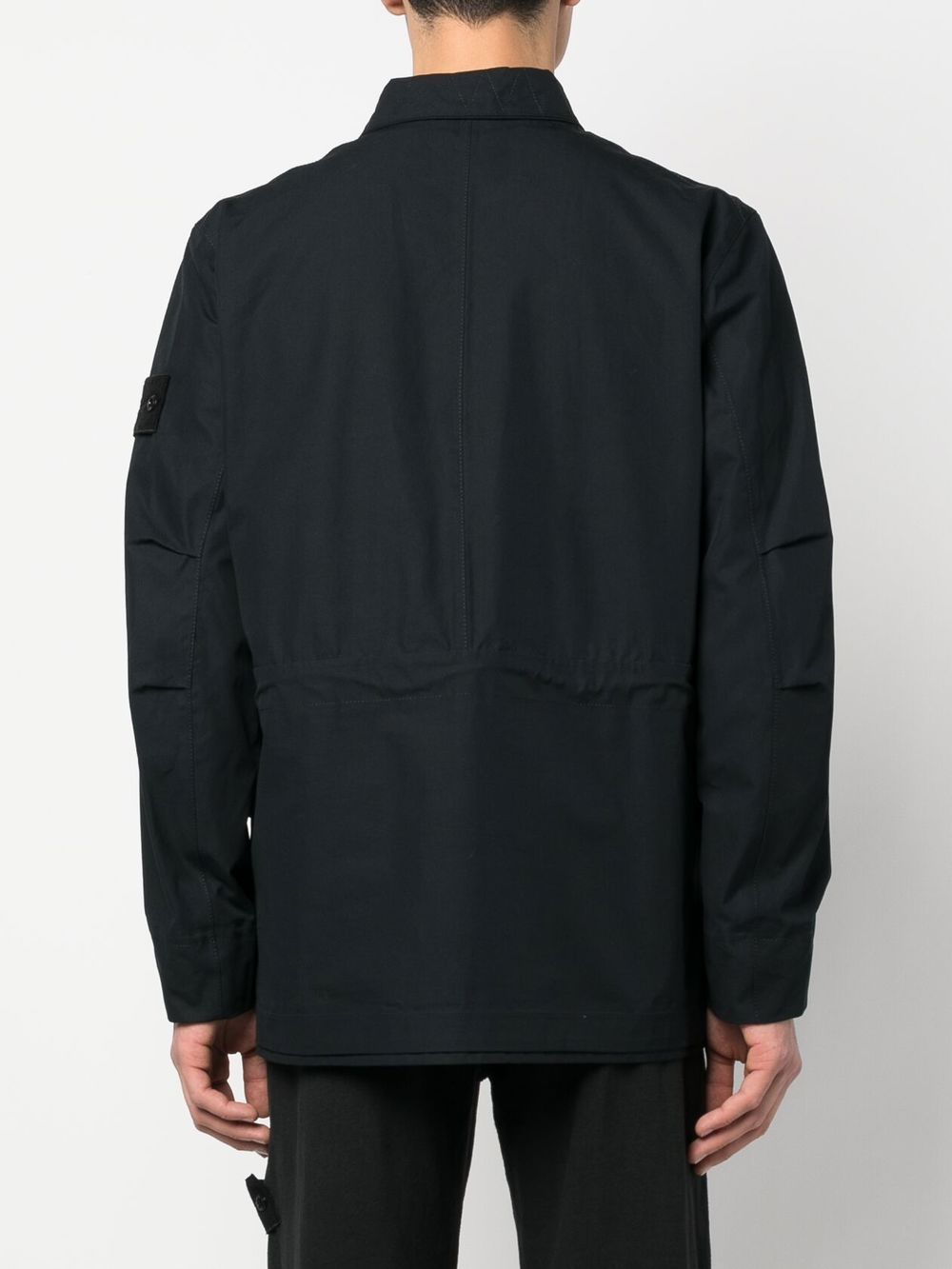 Shop Stone Island Compass-patch Long-sleeved Jacket In Schwarz