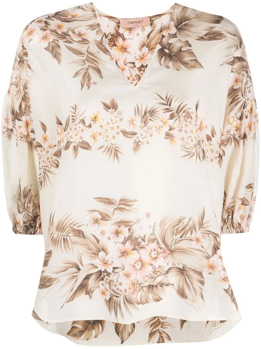 

TWINSET blusa con estampado floral y cuello en V - Neutro