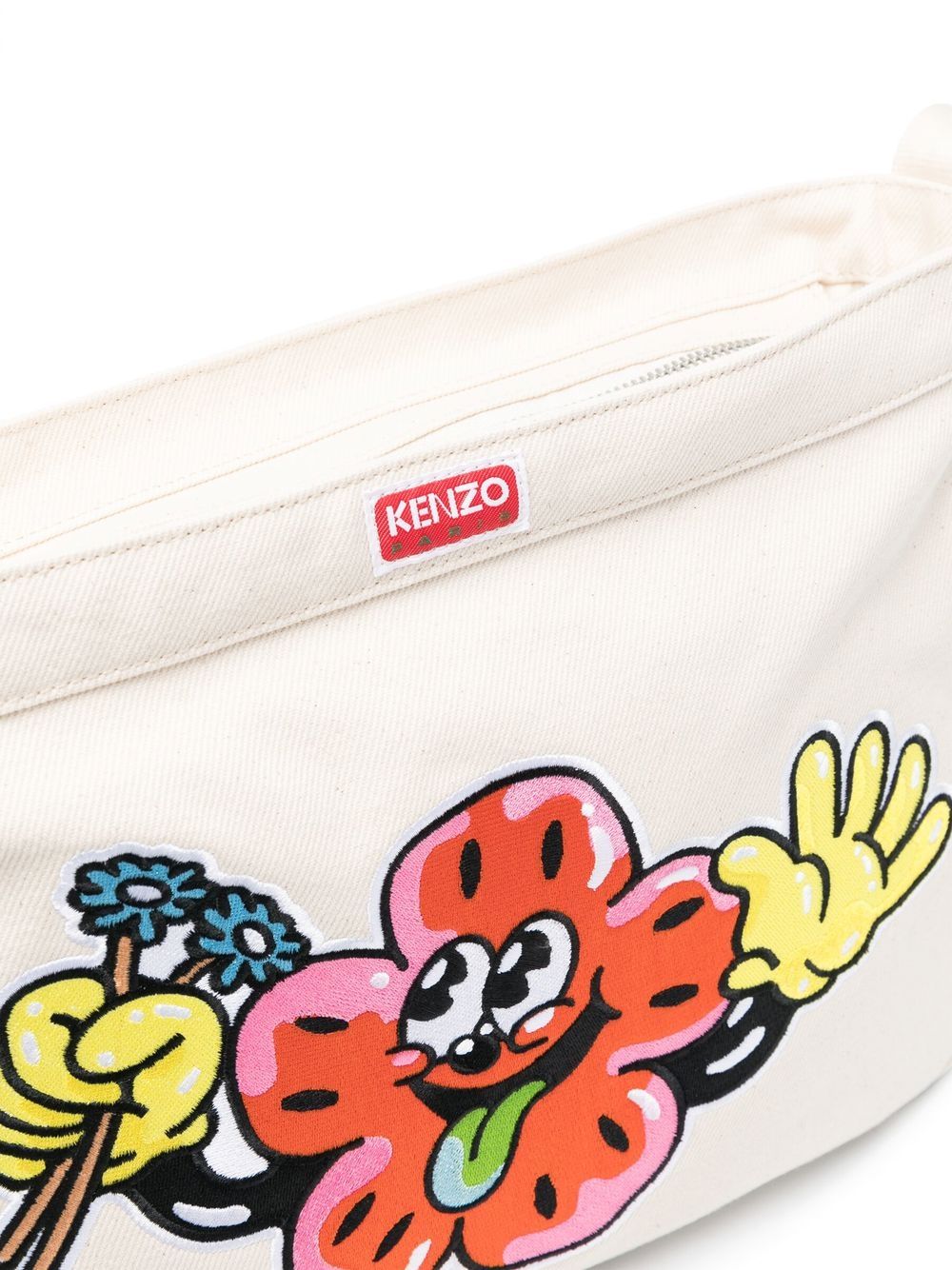 Shop Kenzo Logo-patch Shoulder Bag In Nude