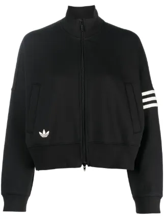Adidas black and white cropped jacket sales