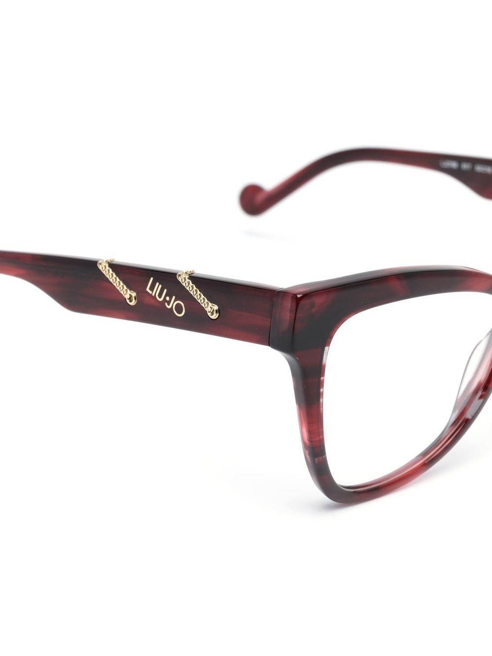 Shop Liu •jo Chain-link Detail Cat-eye Glasses In Red