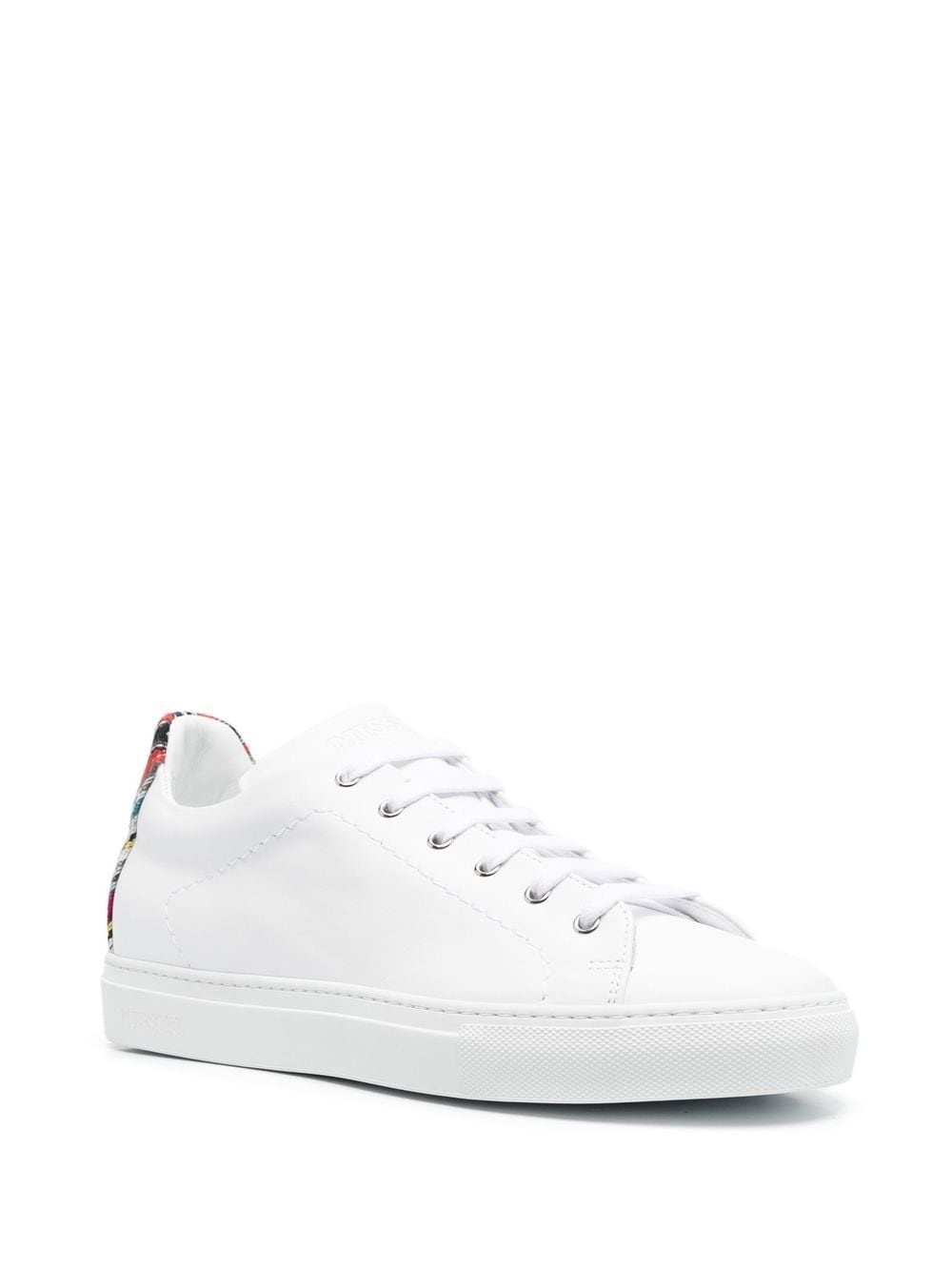 Shop Missoni Zigzag-trimmed Leather Sneakers In White