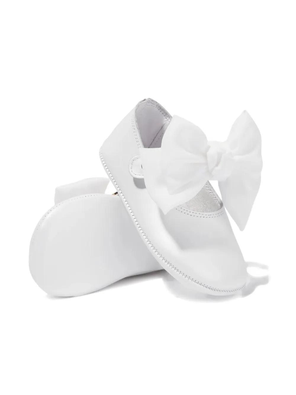 ANDANINES Leren ballerina's met strikdetail Wit