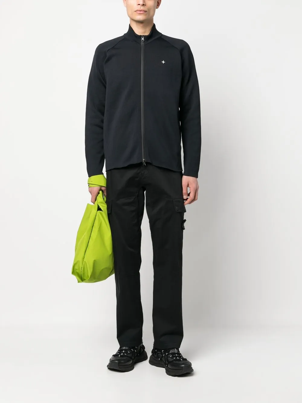 Stone Island Sweater met rits - Zwart