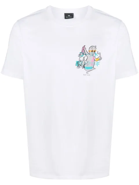 rabbit-print organic cotton T-shirt