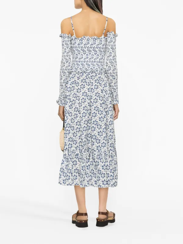 Polo Ralph Lauren floral-print cold-shoulder Midi Dress