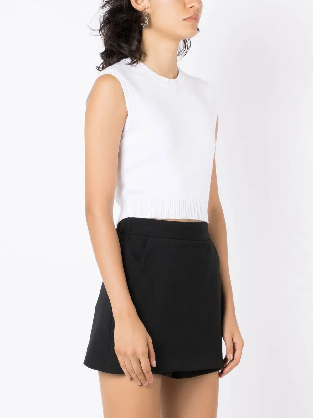 Shop Andrea Bogosian Knitted Cropped Top In White