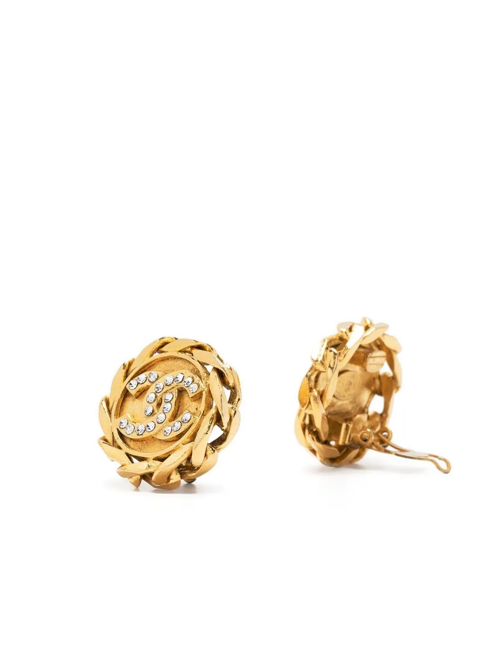 1988 Cc Rhinestone-Embellished Clip-On Earrings