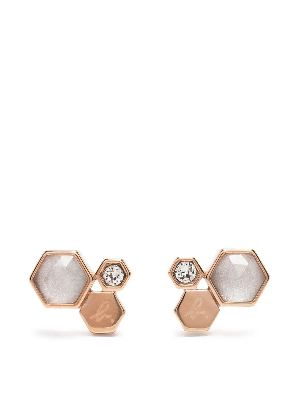 

agnès b. geometric-shaped crystal earrings - Gold