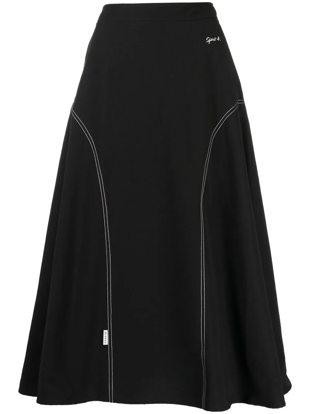 

SPORT b. by agnès b. contrasting-stitch midi skirt - Black