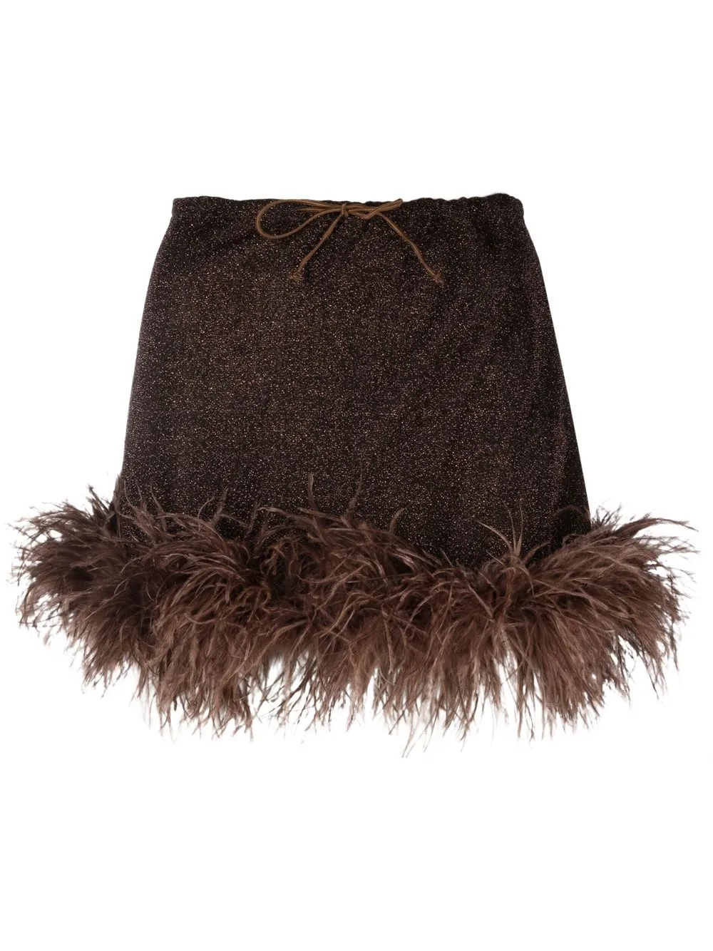 

Oséree feather-trim fitted skirt - Brown