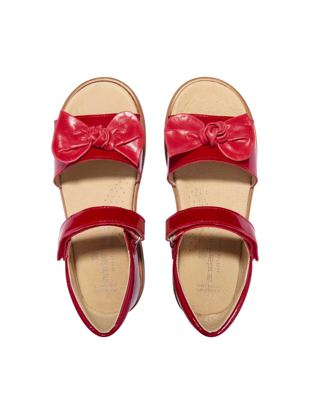 Shop Andanines Bow-detail Leather Sandals In Red