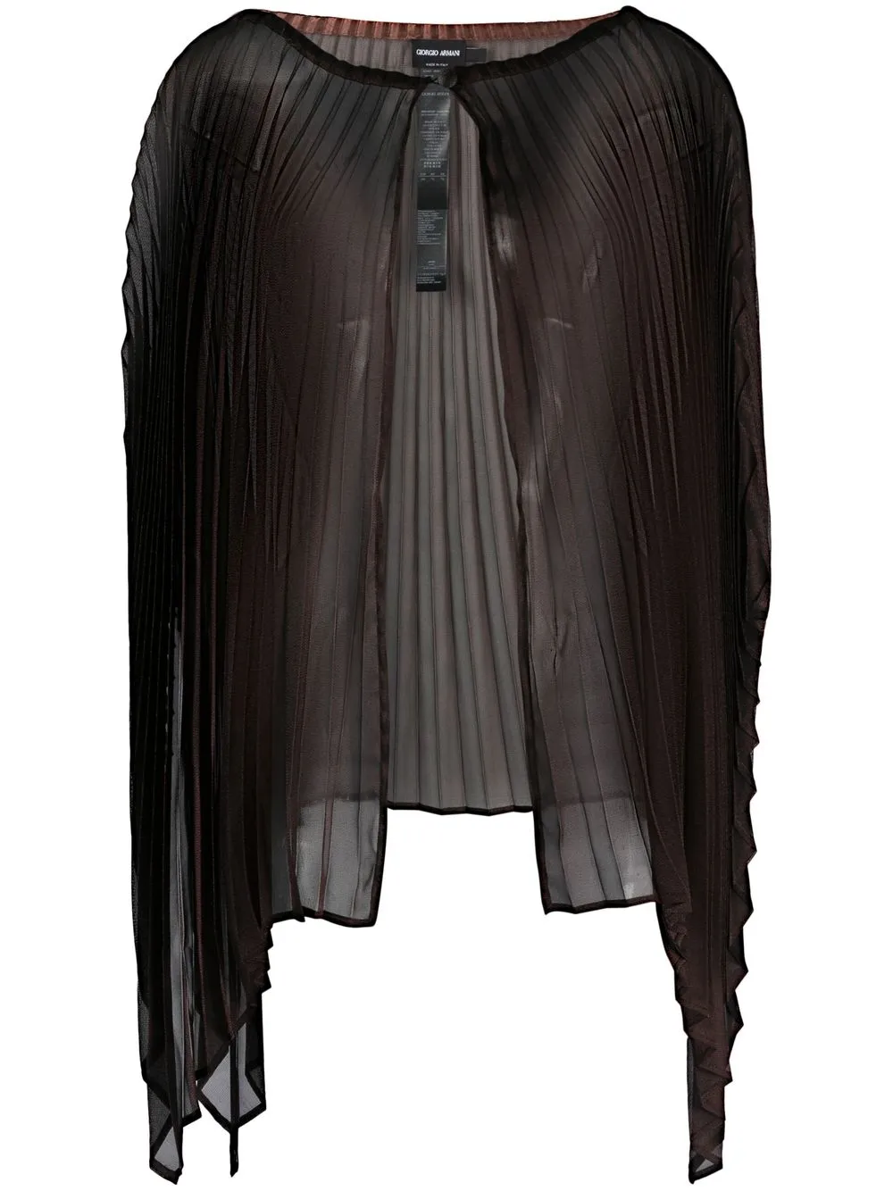 

Giorgio Armani fully-pleated metallic tulle cape - Brown