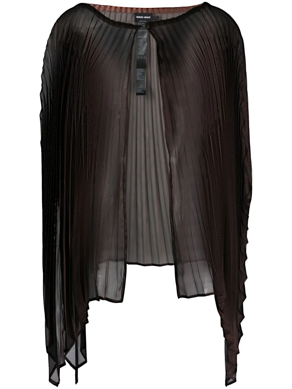 Giorgio Armani capa de tul con diseño plisado - Marrón