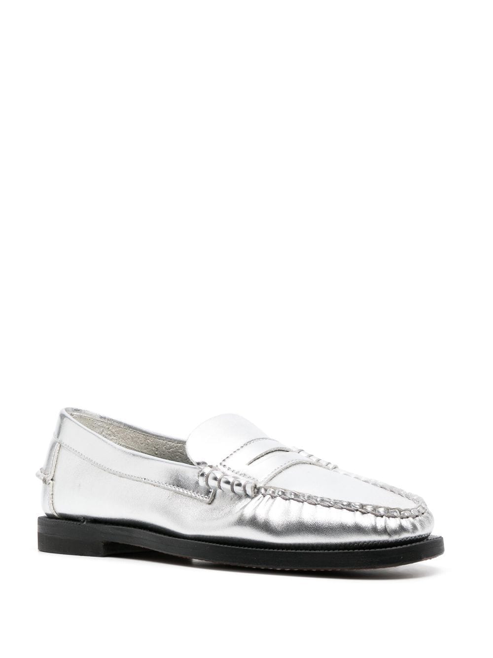 Shop Sebago Metallic Slip-on Loafers In Silber
