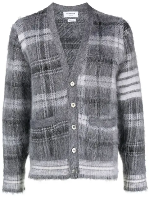 Thom Browne textured tartan pattern cardigan