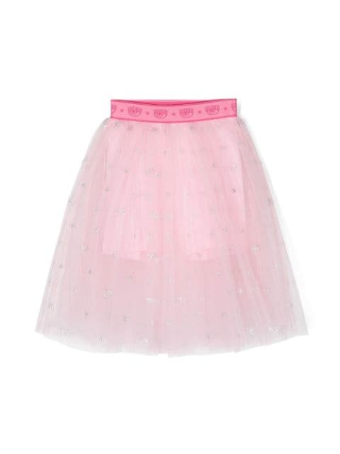 Chiara Ferragni Kids logo-print flared skirt