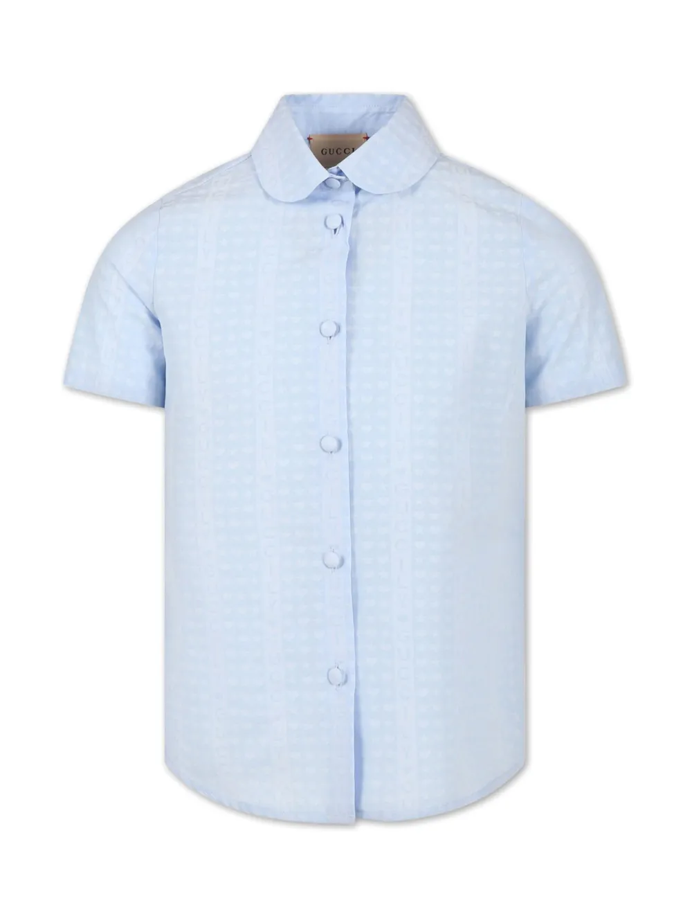 Gucci Kids logo-jacquard poplin shirt - Blue