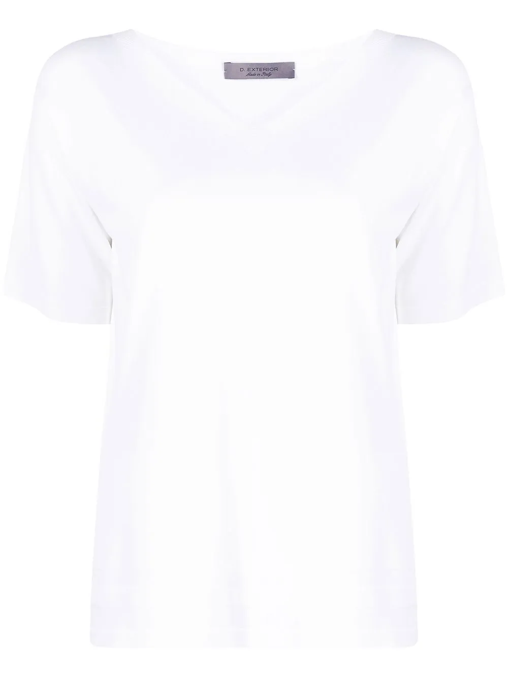 

D.Exterior plain V-neck T-shirt - White