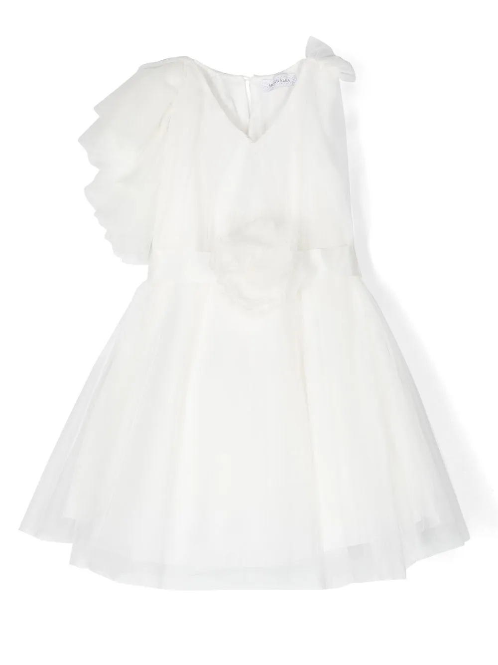 

Monnalisa single-sleeve belted dress - White