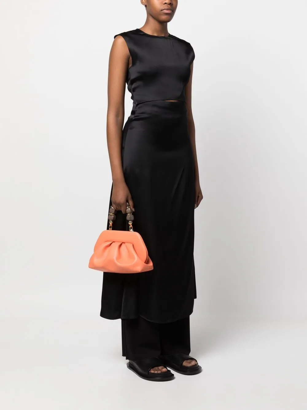 Themoirè Taschen clutch met kralen - Oranje