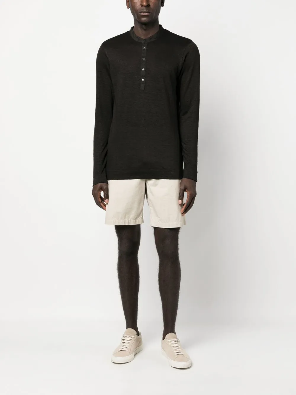 120% Lino Trui met ronde hals - Zwart