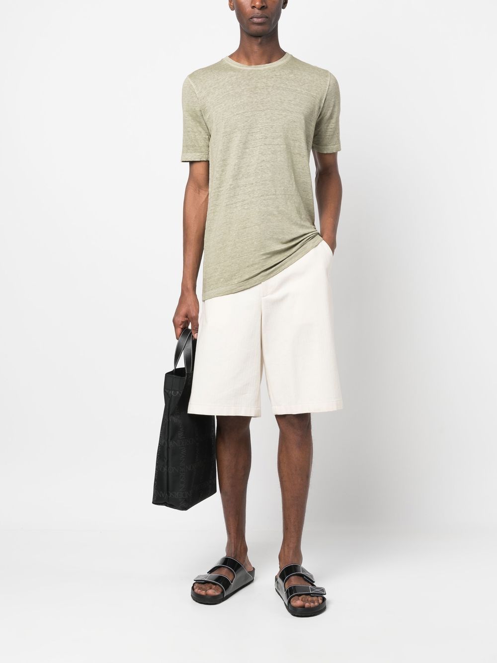 Shop 120% Lino Short Sleeves T-shirt In Green