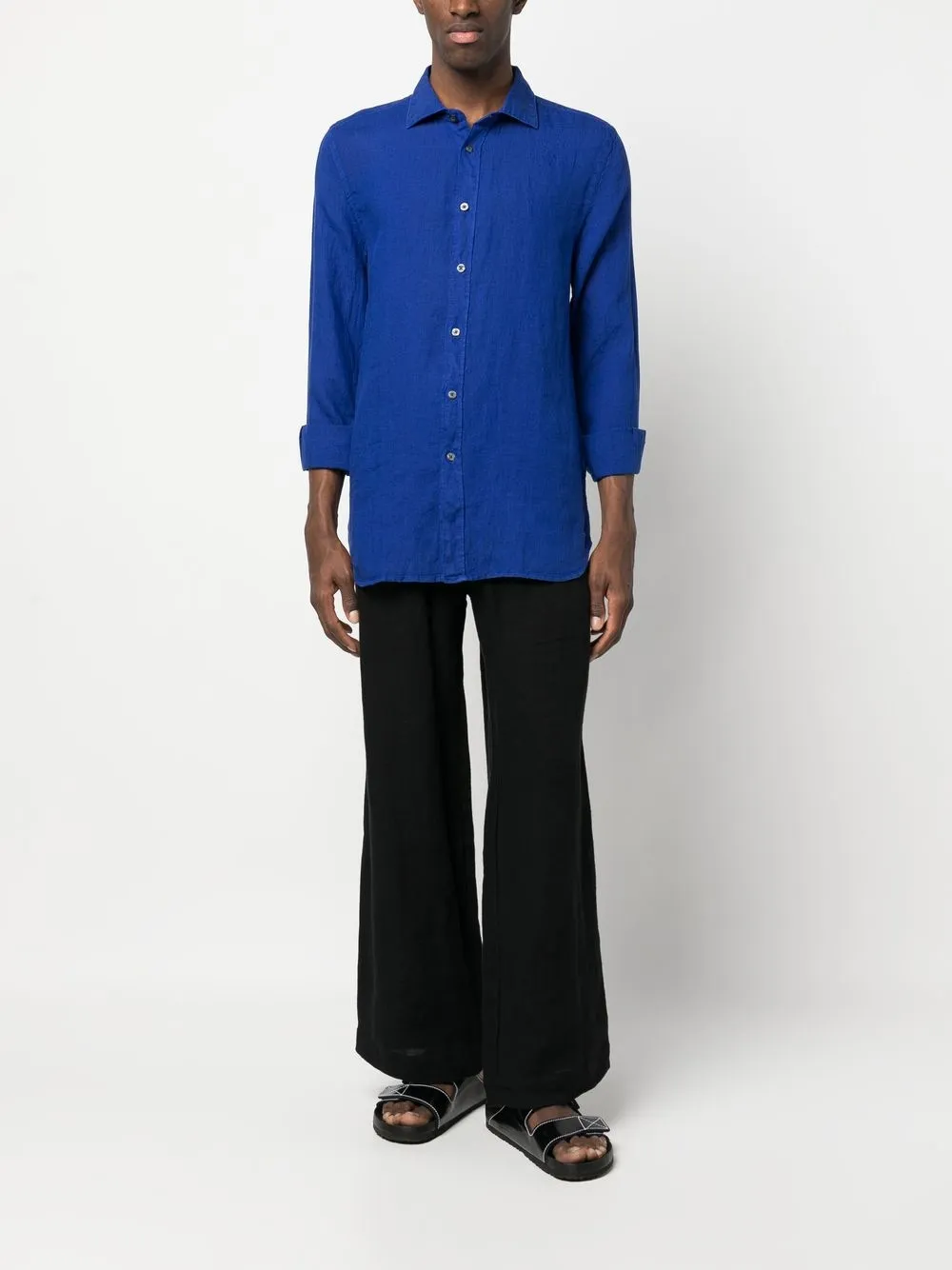 120% Lino Linnen overhemd - Blauw